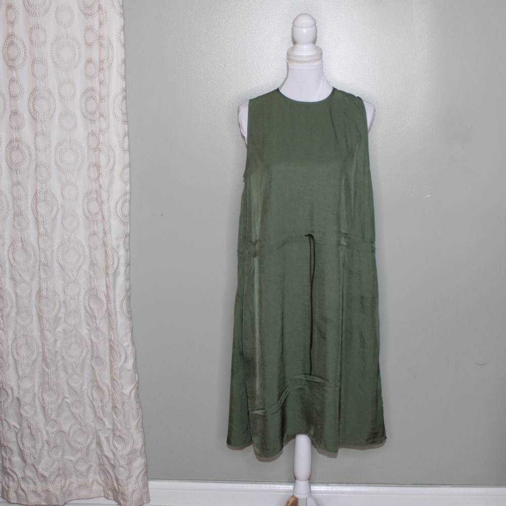 everlane women sleeveless dress w/string sz 10 gre
